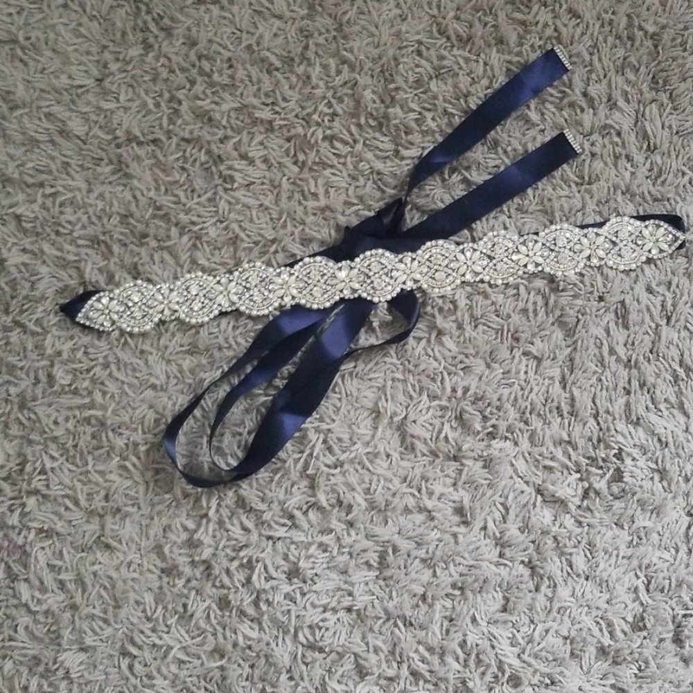 Sparkly navy dark blue belt